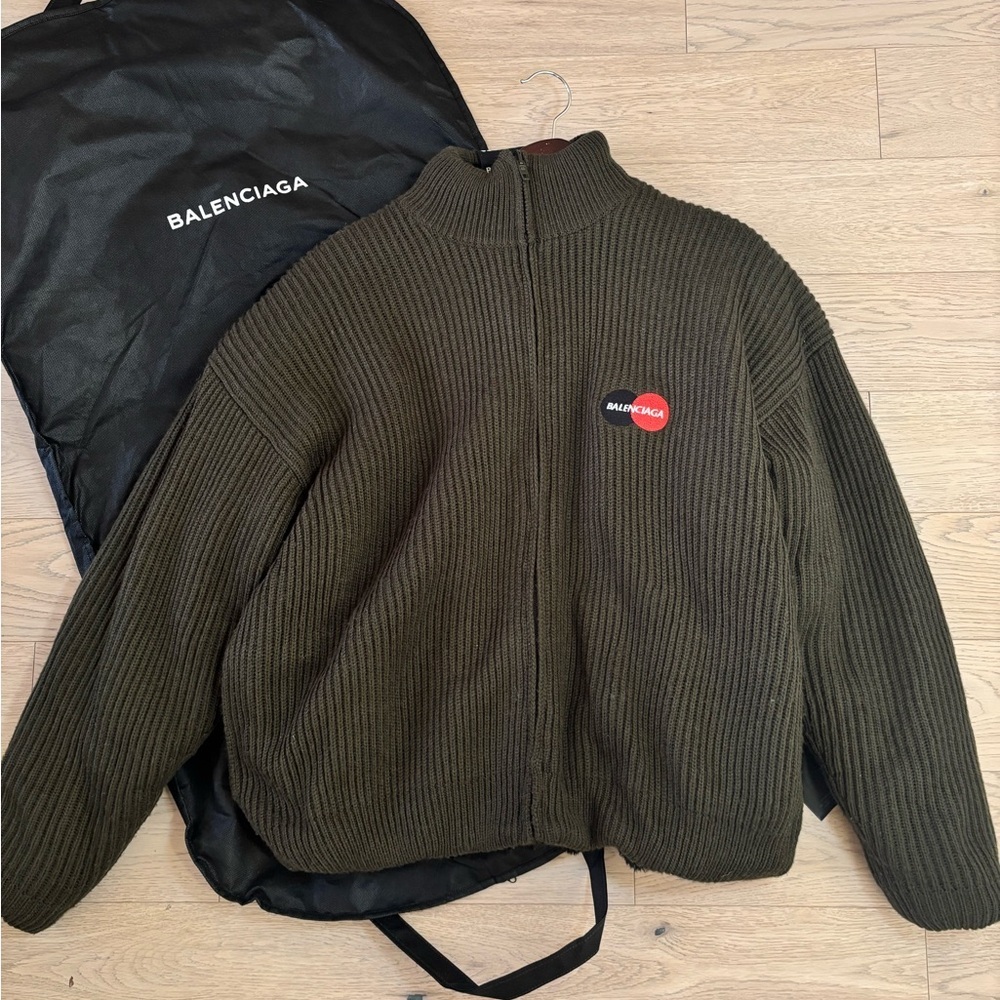 Balenciaga Dark Green Knit Reversible Jacket